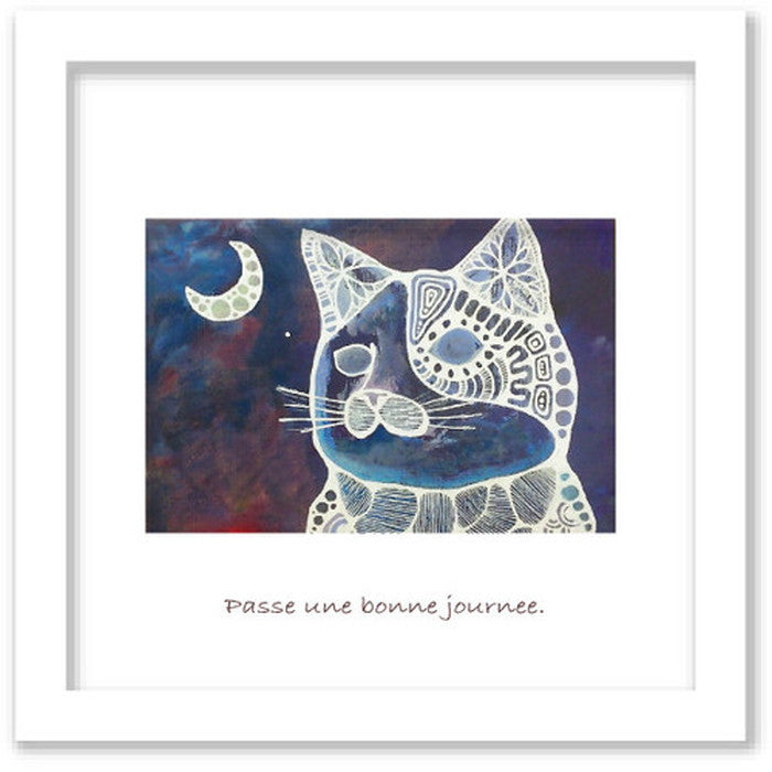 猫沢八郎 Hachiro Necozawa DRAWS CAT and MOON ヒモ付 NH-1001 200角 インテリア ミニアート 店舗 カフェ ラウンジ ロビー ホテル 法人 kar-5621003s1の画像