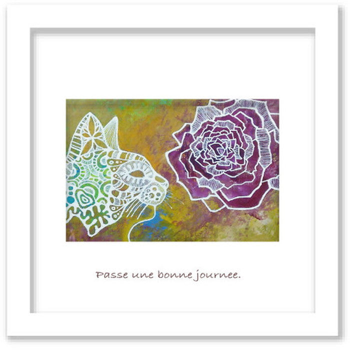 猫沢八郎 Hachiro Necozawa DRAWS CAT and ROSE ヒモ付 NH-1003 200角 インテリア ミニアート 店舗 カフェ ラウンジ ロビー ホテル 法人 kar-5621005s1の画像