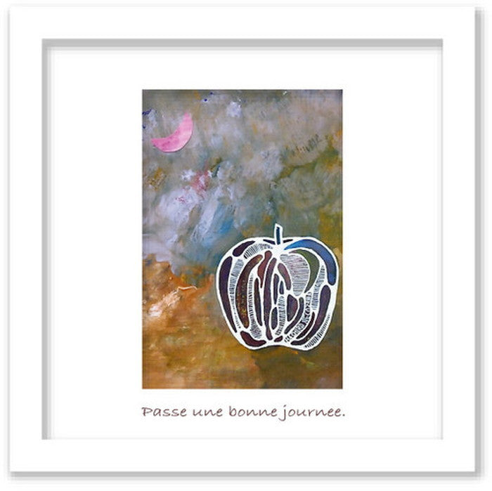 猫沢八郎 Hachiro Necozawa DRAWS APPLE and MOON ヒモ付 NH-1004 200角 インテリア ミニアート 店舗 カフェ ラウンジ ロビー ホテル 法人 kar-5621006s1の画像