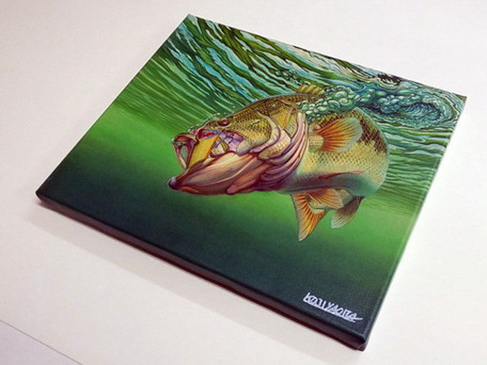 八百板浩司 ブラックバス1 CY-1001 直筆サイン入り キャンバスアート 店舗 カフェ ラウンジ ロビー ホテル 法人 kar-6828193S1の画像