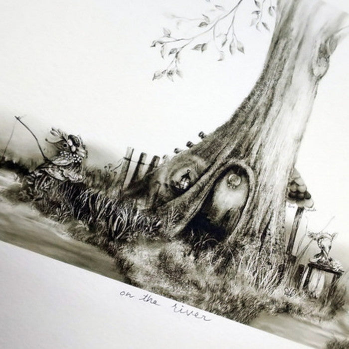 Atelier Flower Horizonプロデュース ジグレー版画 on the river SA-3007 ヒモ付 店舗 カフェ ラウンジ ロビー ホテル 法人 kar-6829340S1の画像