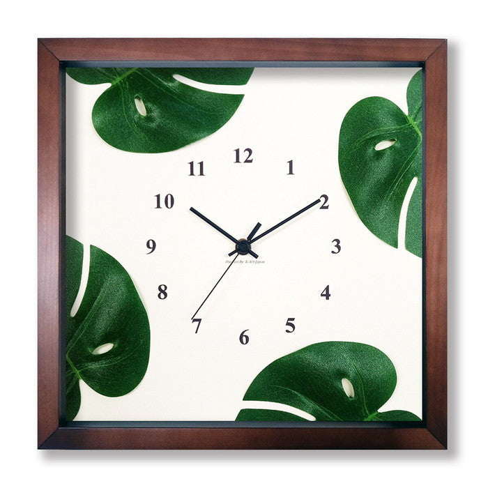 Monstera Clock モンステラクロック SV-3003 フレームカラー:ブラウン 保証付 店舗 カフェ ラウンジ ロビー ホテル 法人 kar-9302219s3の画像