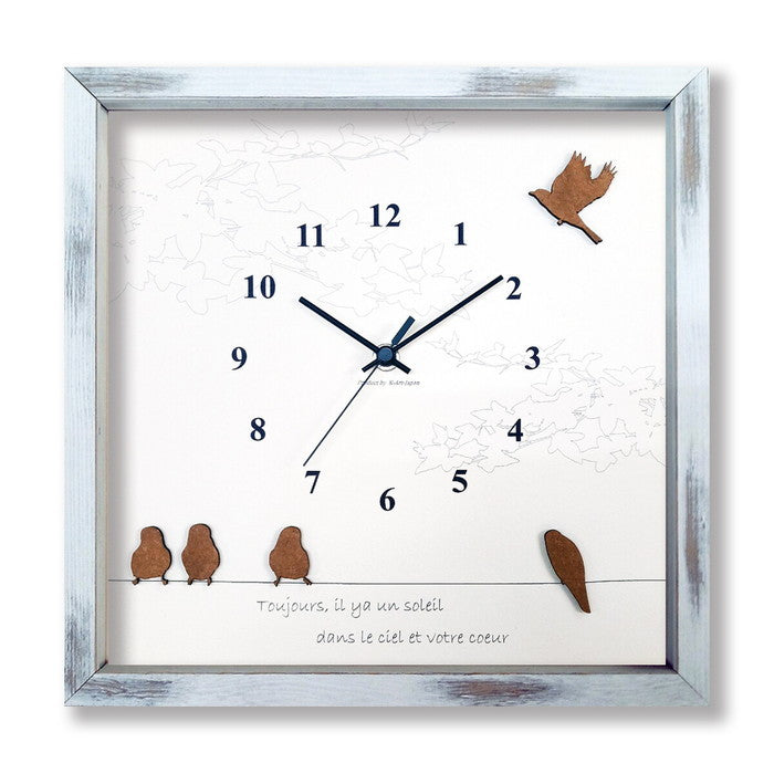 かわいい鳥の掛時計 Bird Clock BC-2001 フレームカラー:アンティークホワイト 保証付 店舗 カフェ ラウンジ ロビー ホテル 法人 kar-9327119s1の画像