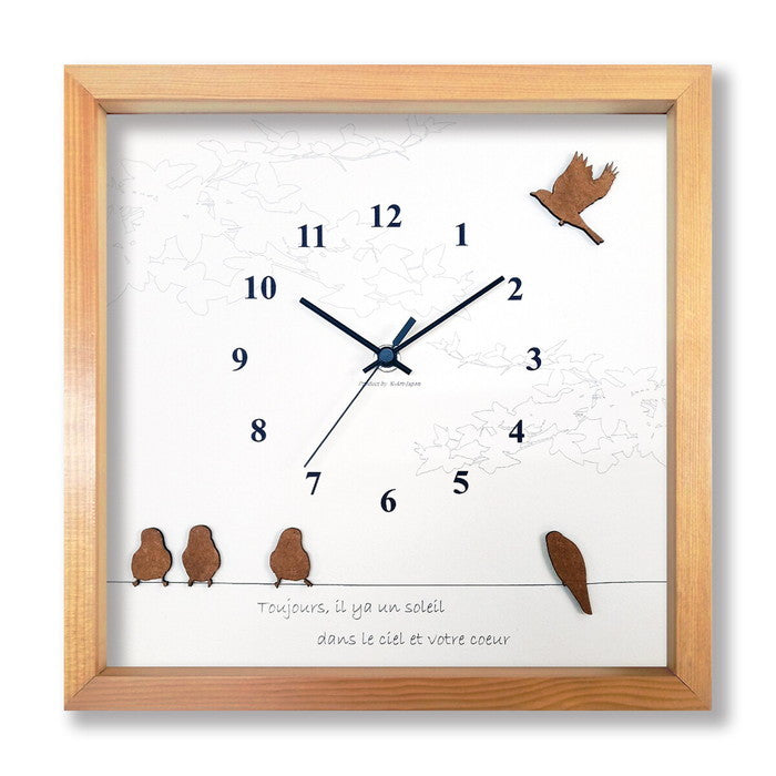 かわいい鳥の掛時計 Bird Clock BC-2002 フレームカラー:ナチュラル 保証付 店舗 カフェ ラウンジ ロビー ホテル 法人 kar-9327119s2の画像
