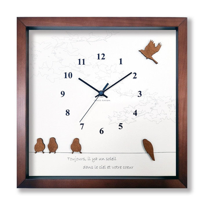 かわいい鳥の掛時計 Bird Clock BC-2003 フレームカラー:ブラウン 保証付 店舗 カフェ ラウンジ ロビー ホテル 法人 kar-9327119s3の画像