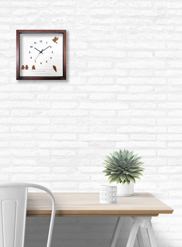 かわいい鳥の掛時計 Bird Clock BC-2003 フレームカラー:ブラウン 保証付 店舗 カフェ ラウンジ ロビー ホテル 法人 kar-9327119s3の画像