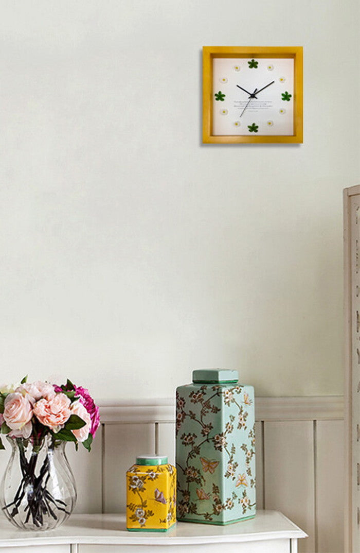 花と葉っぱの可愛い掛時計 Leaf&Flower Clock LF-1003 フレームカラー:ブラウン 保証付 店舗 カフェ ラウンジ ロビー ホテル 法人 kar-9486390s3の画像