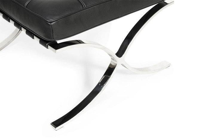 【即納】ミース・ファン・デル・ローエ バルセロナ オットマン ブラック レザー 本革 保証付 e-comfort デザイナーズ ジェネリック家具 リプロダクト kwg-ch8002dの画像