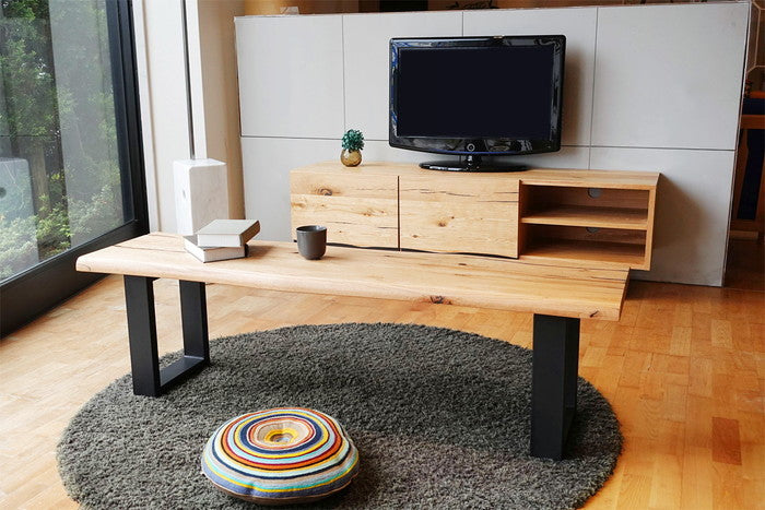 【即納】ロッテルダムベンチ W150 オーク パーティクルボート突板3mm スチールブラック塗装 保証付 e-comfort デザイナーズ ジェネリック家具 リプロダクト kwg-hw-bench-150の画像