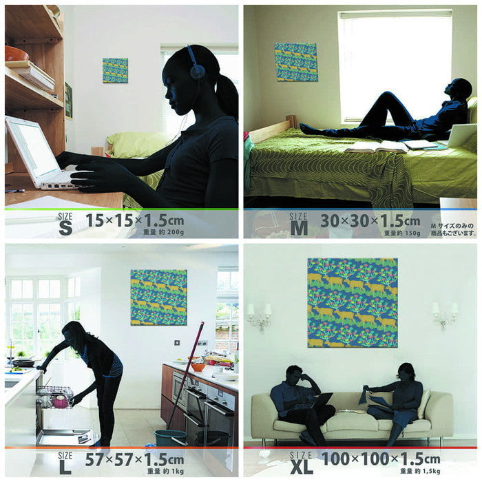 シカ ANIMAL Lサイズ 57cm×57cm アートパネル ファブリックパネル アートボード 壁掛け 日本製 ラッピング付き 店舗 カフェ ラウンジ ロビー ホテル 法人 lib-azo-0003-lの画像