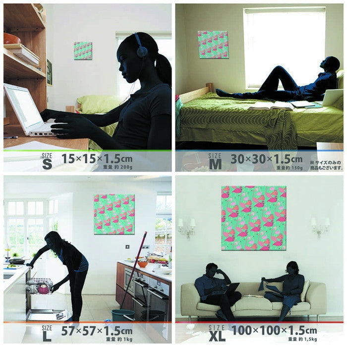 フラミンゴ ANIMAL Mサイズ 30cm×30cm アートパネル ファブリックパネル アートボード 壁掛け 日本製 ラッピング付き 店舗 カフェ ラウンジ ロビー ホテル 法人 lib-azo-0007-mの画像