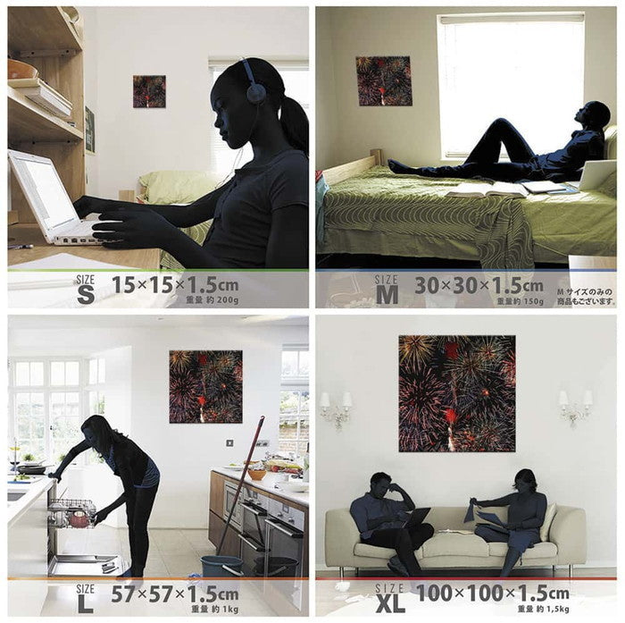 秦義之 花火 Yoshiyuki Hata XLサイズ 100cm×100cm アートパネル ファブリックパネル アートボード 壁掛け 日本製 ラッピング付き 店舗 カフェ ラウンジ ロビー ホテル 法人 lib-hat-0007-xlの画像