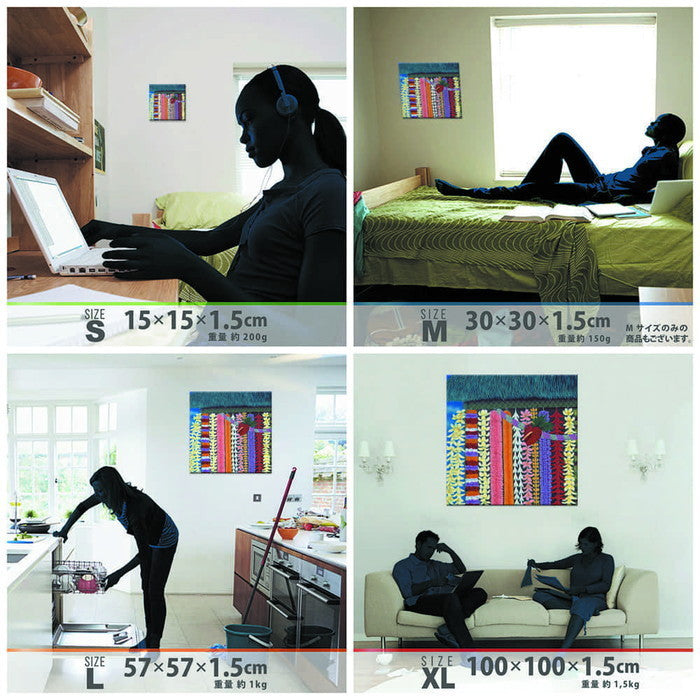 HILO KUME ヒロクメ hrk-0004 XLサイズ 100cm×100cm アートパネル ファブリックパネル アートボード 壁掛け 日本製 ラッピング付き 店舗 カフェ ラウンジ ロビー ホテル 法人 lib-hrk-0004-xlの画像