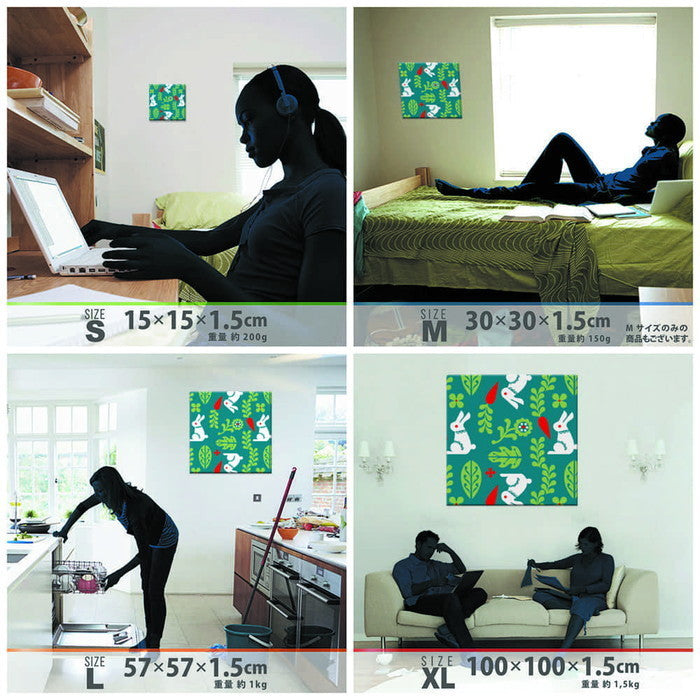 Kinpro design 北欧 Sサイズ 15cm×15cm アートパネル ファブリックパネル アートボード 壁掛け 日本製 ラッピング付き 店舗 カフェ ラウンジ ロビー ホテル 法人 lib-kpr-0003-sの画像