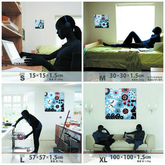 Kinpro design 北欧 Lサイズ 57cm×57cm アートパネル ファブリックパネル アートボード 壁掛け 日本製 ラッピング付き 店舗 カフェ ラウンジ ロビー ホテル 法人 lib-kpr-0005-blu-lの画像