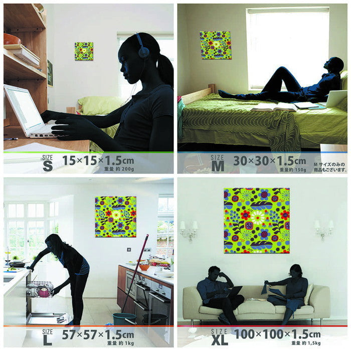 Kinpro design 北欧 Sサイズ 15cm×15cm アートパネル ファブリックパネル アートボード 壁掛け 日本製 ラッピング付き 店舗 カフェ ラウンジ ロビー ホテル 法人 lib-kpr-0011-grn-sの画像