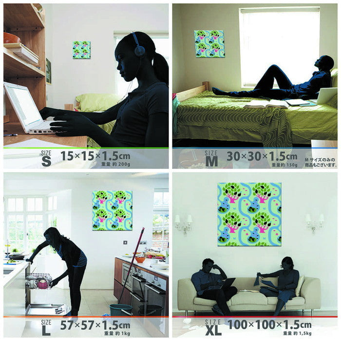 Kinpro design 北欧 Sサイズ 15cm×15cm アートパネル ファブリックパネル アートボード 壁掛け 日本製 ラッピング付き 店舗 カフェ ラウンジ ロビー ホテル 法人 lib-kpr-0012-grn-sの画像