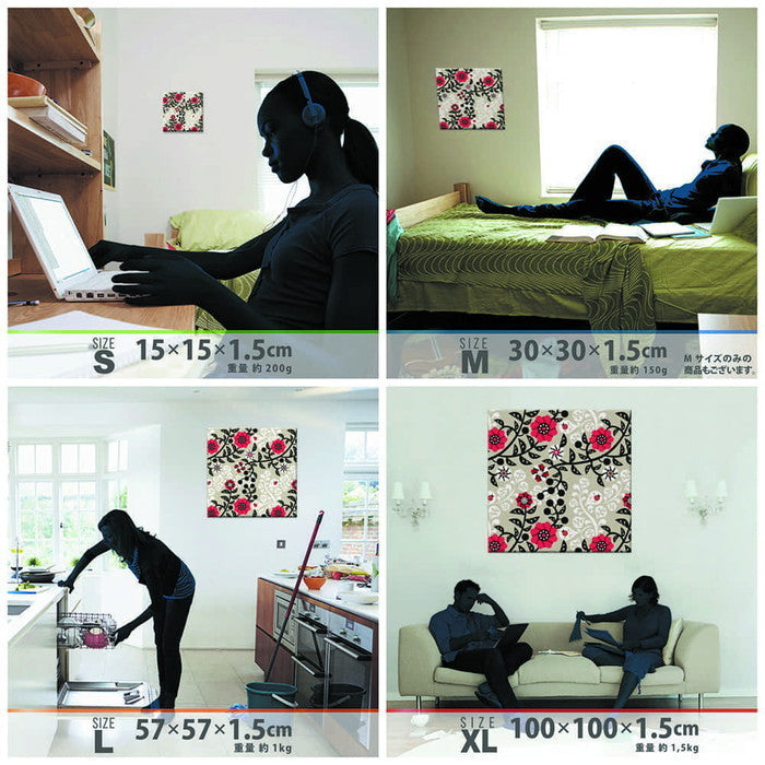 Kinpro design 北欧 Sサイズ 15cm×15cm アートパネル ファブリックパネル アートボード 壁掛け 日本製 ラッピング付き 店舗 カフェ ラウンジ ロビー ホテル 法人 lib-kpr-0019-sの画像