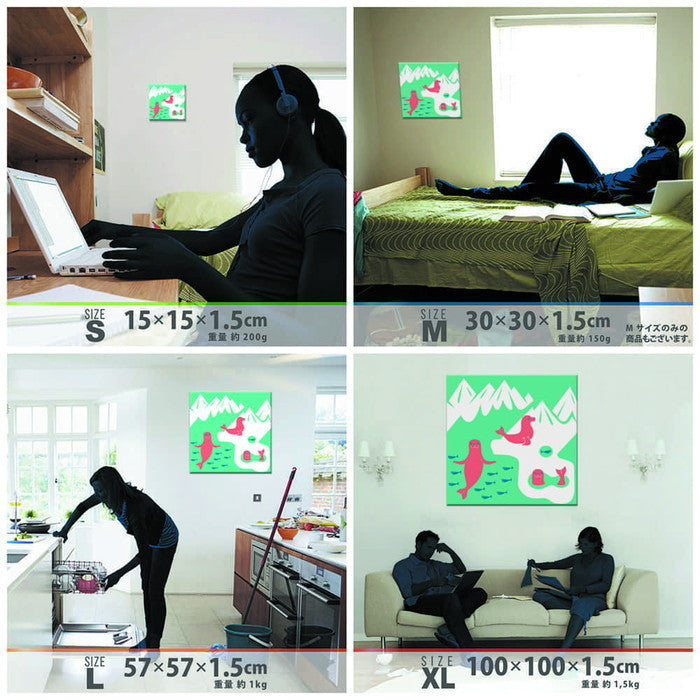 Kinpro design 北欧 Sサイズ 15cm×15cm アートパネル ファブリックパネル アートボード 壁掛け 日本製 ラッピング付き 店舗 カフェ ラウンジ ロビー ホテル 法人 lib-kpr-0025-sの画像