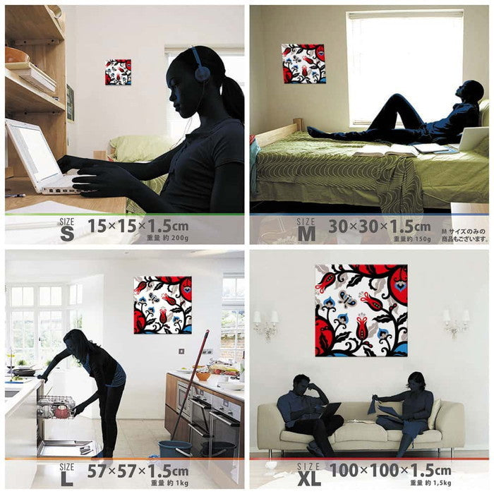 Kinpro design 北欧 XLサイズ 100cm×100cm アートパネル ファブリックパネル アートボード 壁掛け 日本製 ラッピング付き 店舗 カフェ ラウンジ ロビー ホテル 法人 lib-kpr-0030-wh-xlの画像