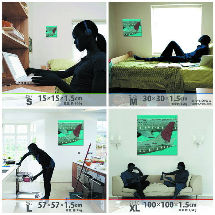 飛行機 MIC GRAPHICS Sサイズ 15cm×15cm アートパネル ファブリックパネル アートボード 壁掛け 日本製 ラッピング付き 店舗 カフェ ラウンジ ロビー ホテル 法人 lib-mic-0001-sの画像