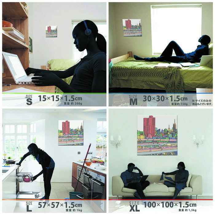 町並み MIC GRAPHICS XLサイズ 100cm×100cm アートパネル ファブリックパネル アートボード 壁掛け 日本製 ラッピング付き 店舗 カフェ ラウンジ ロビー ホテル 法人 lib-mic-0003-xlの画像