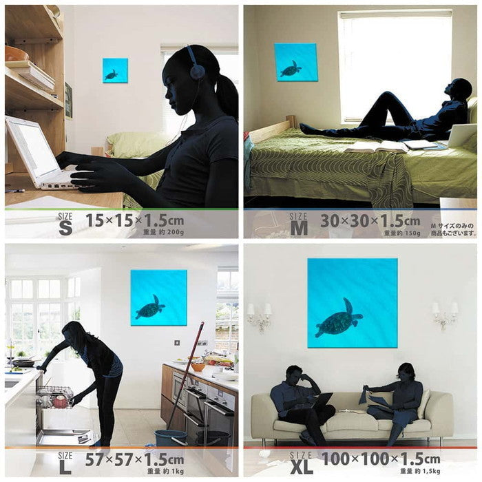 うみカメラマン むらいさち 亀 Sachi Murai Lサイズ 57cm×57cm アートパネル ファブリックパネル アートボード 壁掛け 日本製 ラッピング付き 店舗 カフェ ラウンジ ロビー ホテル 法人 lib-mur-0004-lの画像