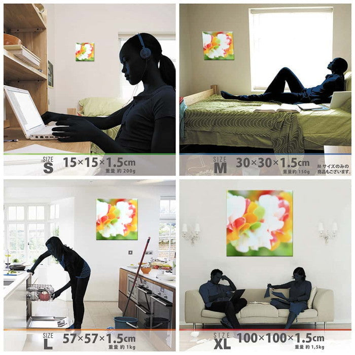 うみカメラマン むらいさち 花 Sachi Murai XLサイズ 100cm×100cm アートパネル ファブリックパネル アートボード 壁掛け 日本製 ラッピング付き 店舗 カフェ ラウンジ ロビー ホテル 法人 lib-mur-0006-xlの画像