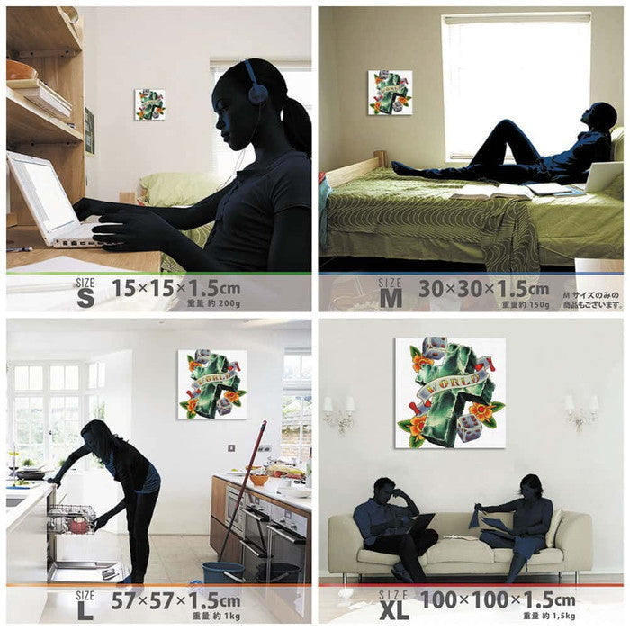 オイルショックデザインズ ol-8381-cruz-y-dados XLサイズ 100cm×100cm アートパネル ファブリックパネル アートボード 壁掛け 日本製 ラッピング付き 店舗 カフェ ラウンジ ロビー ホテル 法人 lib-ol-8381-cruz-y-dados-xlの画像