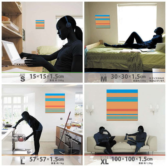 ボーダー カラフル COLORFUL XLサイズ 100cm×100cm アートパネル ファブリックパネル アートボード 壁掛け 日本製 ラッピング付き 店舗 カフェ ラウンジ ロビー ホテル 法人 lib-pat-0057-xlの画像