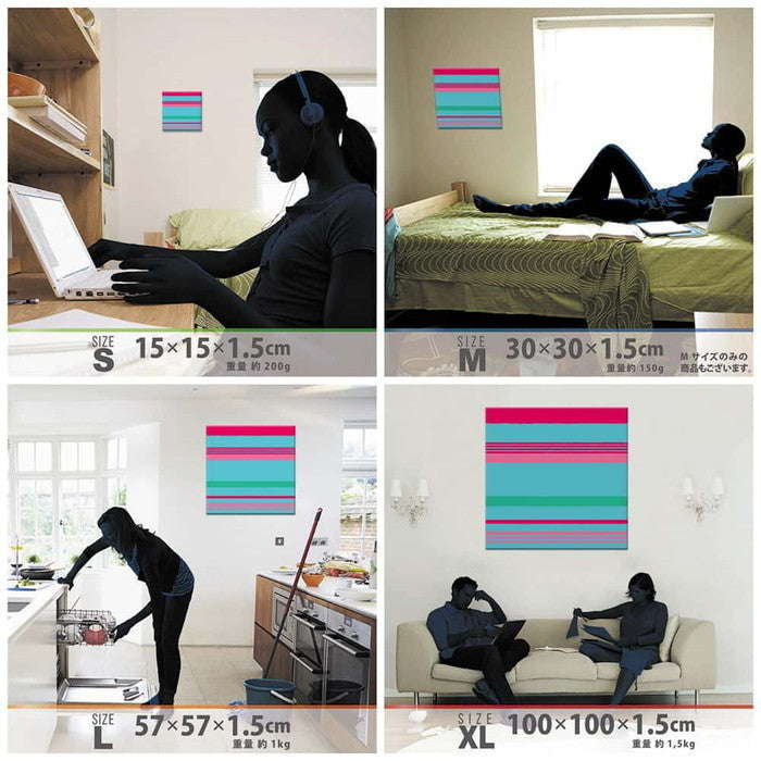 ボーダー クール SIMPLE XLサイズ 100cm×100cm アートパネル ファブリックパネル アートボード 壁掛け 日本製 ラッピング付き 店舗 カフェ ラウンジ ロビー ホテル 法人 lib-pat-0058-xlの画像