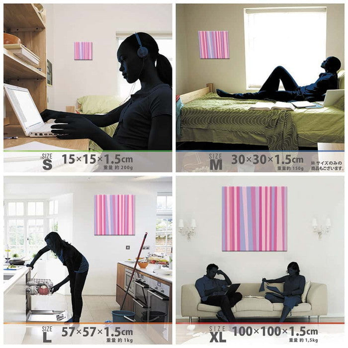 ストライプ STRIPE XLサイズ 100cm×100cm アートパネル ファブリックパネル アートボード 壁掛け 日本製 ラッピング付き 店舗 カフェ ラウンジ ロビー ホテル 法人 lib-pat-0060-xlの画像