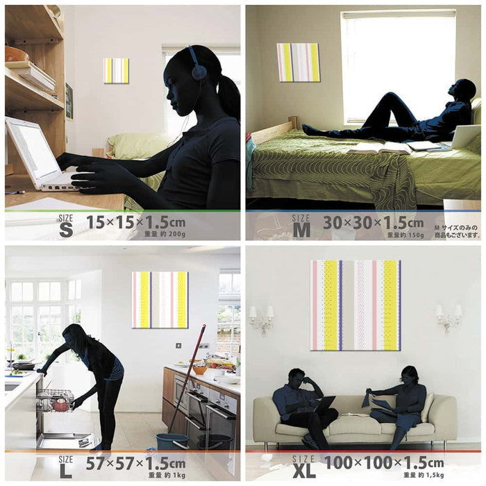 ストライプ柄 キャンバス地 STRIPE Lサイズ 57cm×57cm アートパネル ファブリックパネル アートボード 壁掛け 日本製 ラッピング付き 店舗 カフェ ラウンジ ロビー ホテル 法人 lib-pat-0084-lの画像