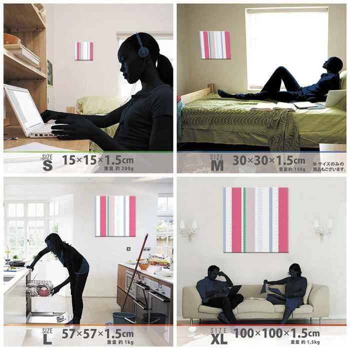 ストライプ 木枠 STRIPE Sサイズ 15cm×15cm アートパネル ファブリックパネル アートボード 壁掛け 日本製 ラッピング付き 店舗 カフェ ラウンジ ロビー ホテル 法人 lib-pat-0087-sの画像