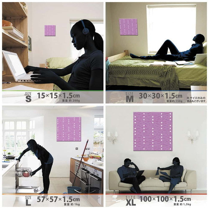 紫色 水玉モチーフ SIMPLE XLサイズ 100cm×100cm アートパネル ファブリックパネル アートボード 壁掛け 日本製 ラッピング付き 店舗 カフェ ラウンジ ロビー ホテル 法人 lib-pat-0110-xlの画像