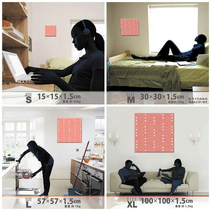 オレンジ色 水玉モチーフ SIMPLE XLサイズ 100cm×100cm アートパネル ファブリックパネル アートボード 壁掛け 日本製 ラッピング付き 店舗 カフェ ラウンジ ロビー ホテル 法人 lib-pat-0111-xlの画像