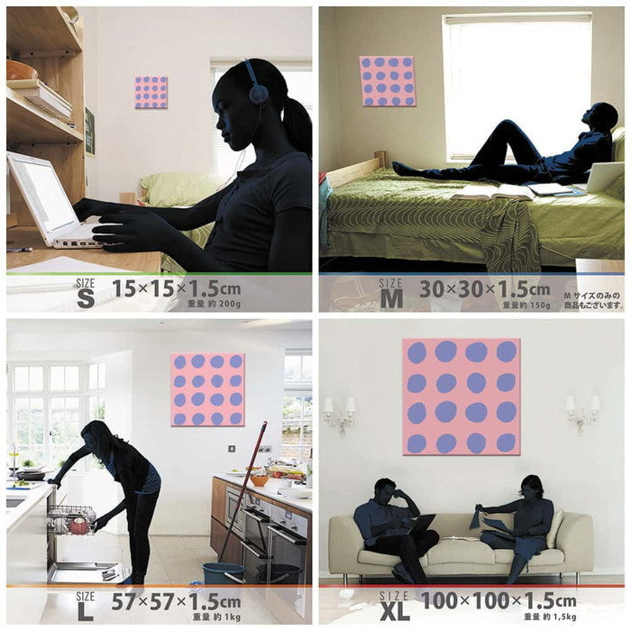 水玉 SIMPLE XLサイズ 100cm×100cm アートパネル ファブリックパネル アートボード 壁掛け 日本製 ラッピング付き 店舗 カフェ ラウンジ ロビー ホテル 法人 lib-pat-0130-xlの画像