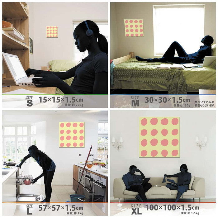 水玉 SIMPLE XLサイズ 100cm×100cm アートパネル ファブリックパネル アートボード 壁掛け 日本製 ラッピング付き 店舗 カフェ ラウンジ ロビー ホテル 法人 lib-pat-0131-xlの画像