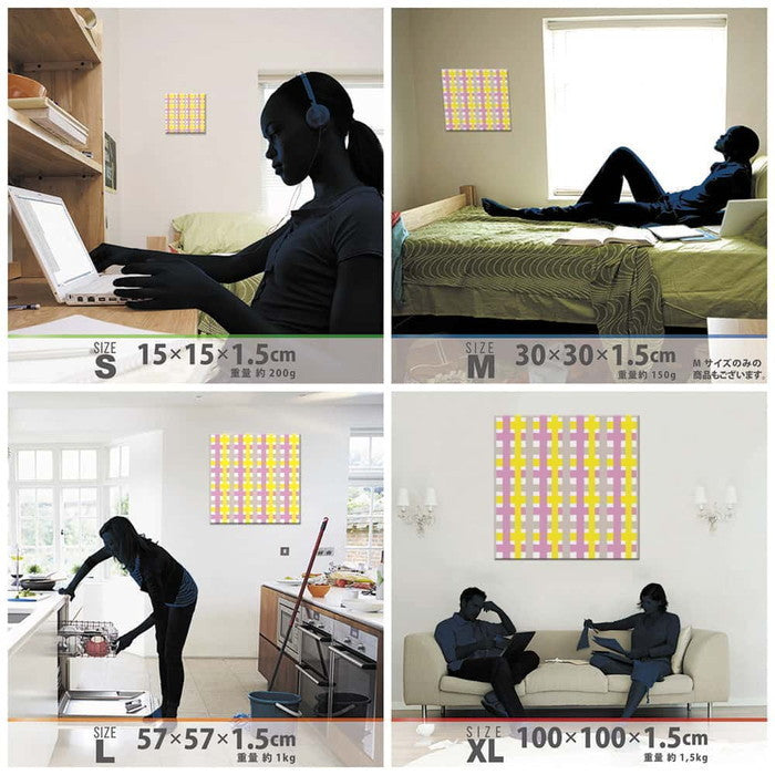 チェック SIMPLE XLサイズ 100cm×100cm アートパネル ファブリックパネル アートボード 壁掛け 日本製 ラッピング付き 店舗 カフェ ラウンジ ロビー ホテル 法人 lib-pat-0136-xlの画像