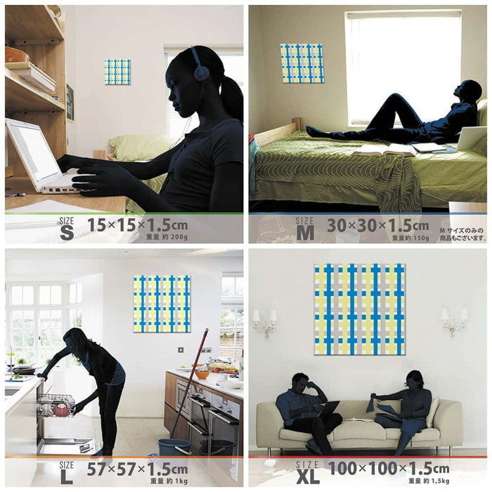 チェック SIMPLE XLサイズ 100cm×100cm アートパネル ファブリックパネル アートボード 壁掛け 日本製 ラッピング付き 店舗 カフェ ラウンジ ロビー ホテル 法人 lib-pat-0138-xlの画像