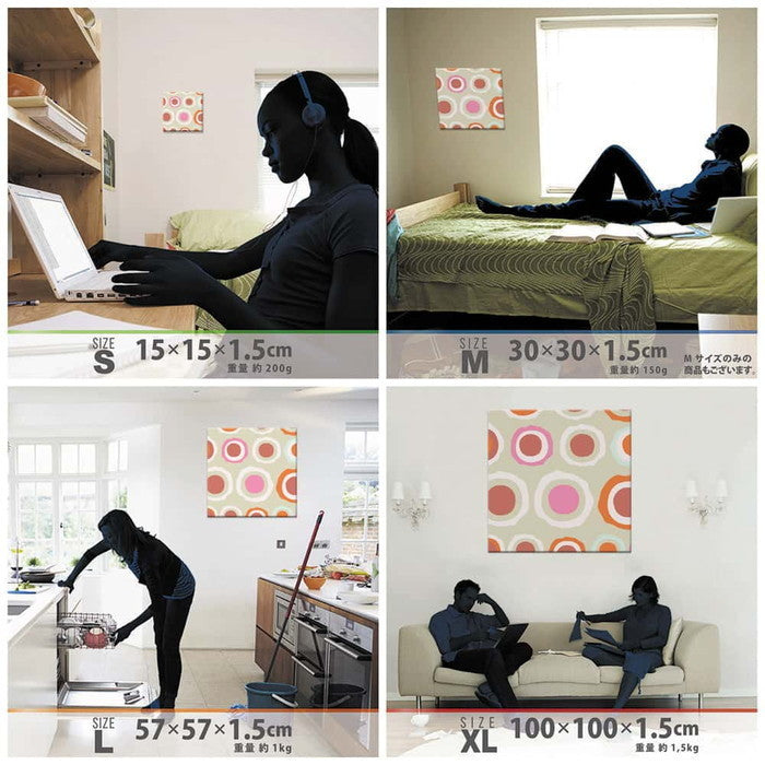 水玉 SIMPLE XLサイズ 100cm×100cm アートパネル ファブリックパネル アートボード 壁掛け 日本製 ラッピング付き 店舗 カフェ ラウンジ ロビー ホテル 法人 lib-pat-0147-xlの画像