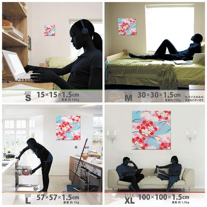 ジャパンモダン 和 XLサイズ 100cm×100cm アートパネル ファブリックパネル アートボード 壁掛け 日本製 ラッピング付き 店舗 カフェ ラウンジ ロビー ホテル 法人 lib-pat-0170-xlの画像