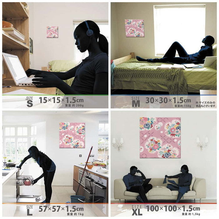 ジャパンモダン 和 XLサイズ 100cm×100cm アートパネル ファブリックパネル アートボード 壁掛け 日本製 ラッピング付き 店舗 カフェ ラウンジ ロビー ホテル 法人 lib-pat-0185-xlの画像