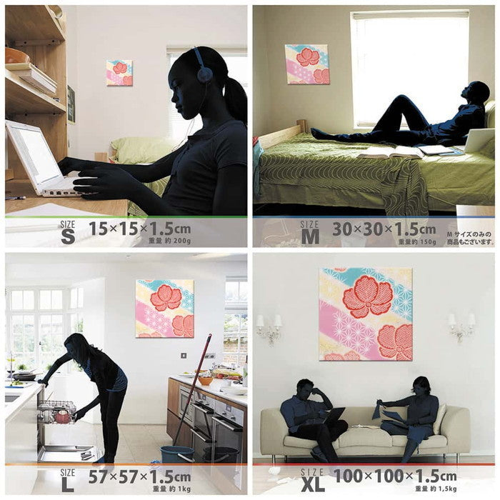 伝統模様 和 XLサイズ 100cm×100cm アートパネル ファブリックパネル アートボード 壁掛け 日本製 ラッピング付き 店舗 カフェ ラウンジ ロビー ホテル 法人 lib-pat-0186-xlの画像