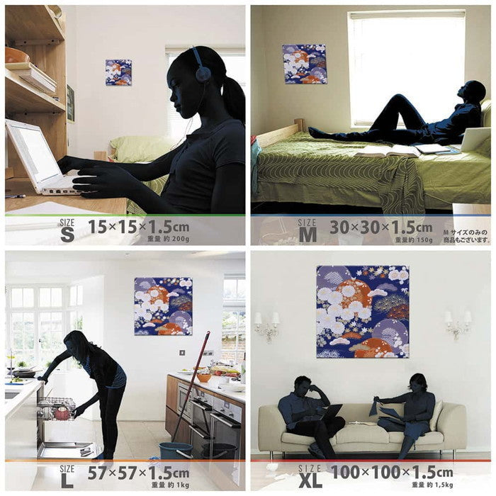 和柄 和 XLサイズ 100cm×100cm アートパネル ファブリックパネル アートボード 壁掛け 日本製 ラッピング付き 店舗 カフェ ラウンジ ロビー ホテル 法人 lib-pat-0188-xlの画像