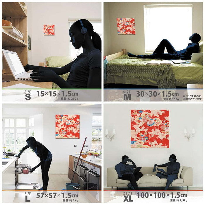 着物柄 和 Lサイズ 57cm×57cm アートパネル ファブリックパネル アートボード 壁掛け 日本製 ラッピング付き 店舗 カフェ ラウンジ ロビー ホテル 法人 lib-pat-0189-lの画像