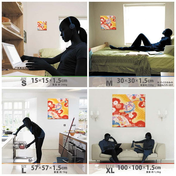 伝統模様 和 XLサイズ 100cm×100cm アートパネル ファブリックパネル アートボード 壁掛け 日本製 ラッピング付き 店舗 カフェ ラウンジ ロビー ホテル 法人 lib-pat-0191-xlの画像