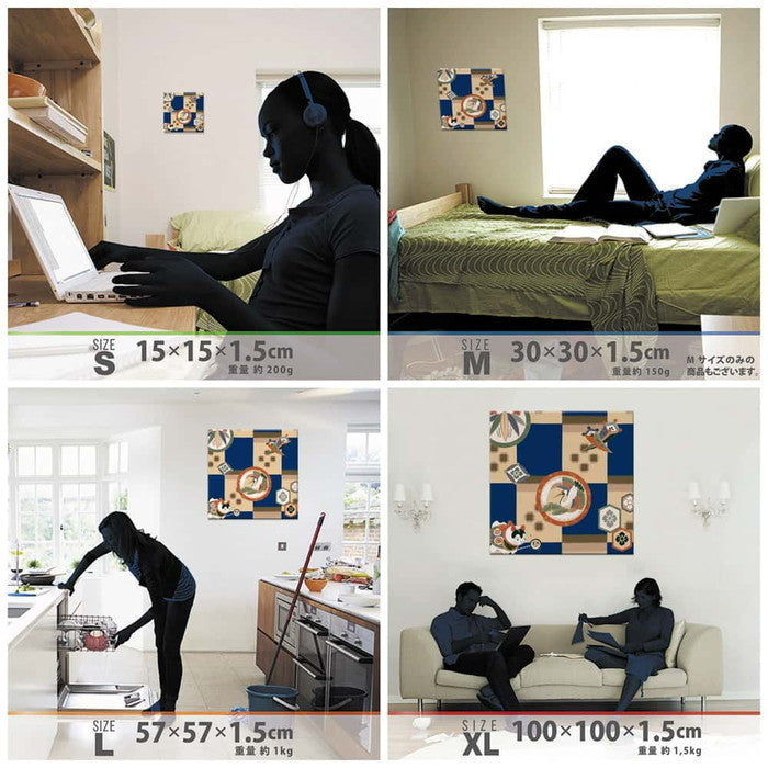 ジャパンモダン 和 XLサイズ 100cm×100cm アートパネル ファブリックパネル アートボード 壁掛け 日本製 ラッピング付き 店舗 カフェ ラウンジ ロビー ホテル 法人 lib-pat-0195-xlの画像