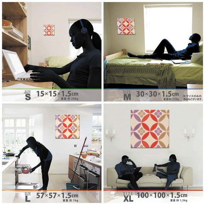 和柄 和 XLサイズ 100cm×100cm アートパネル ファブリックパネル アートボード 壁掛け 日本製 ラッピング付き 店舗 カフェ ラウンジ ロビー ホテル 法人 lib-pat-0198-xlの画像