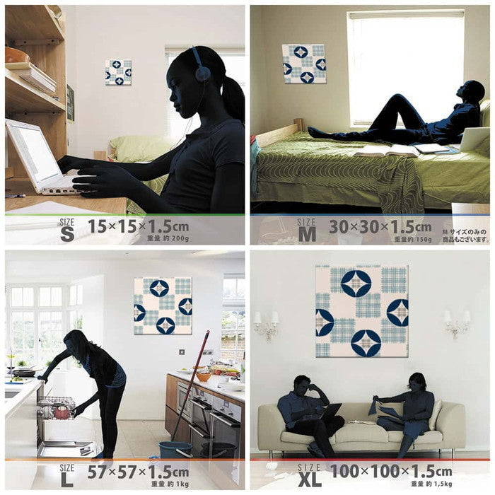 ジャパンモダン 和 XLサイズ 100cm×100cm アートパネル ファブリックパネル アートボード 壁掛け 日本製 ラッピング付き 店舗 カフェ ラウンジ ロビー ホテル 法人 lib-pat-0200-xlの画像